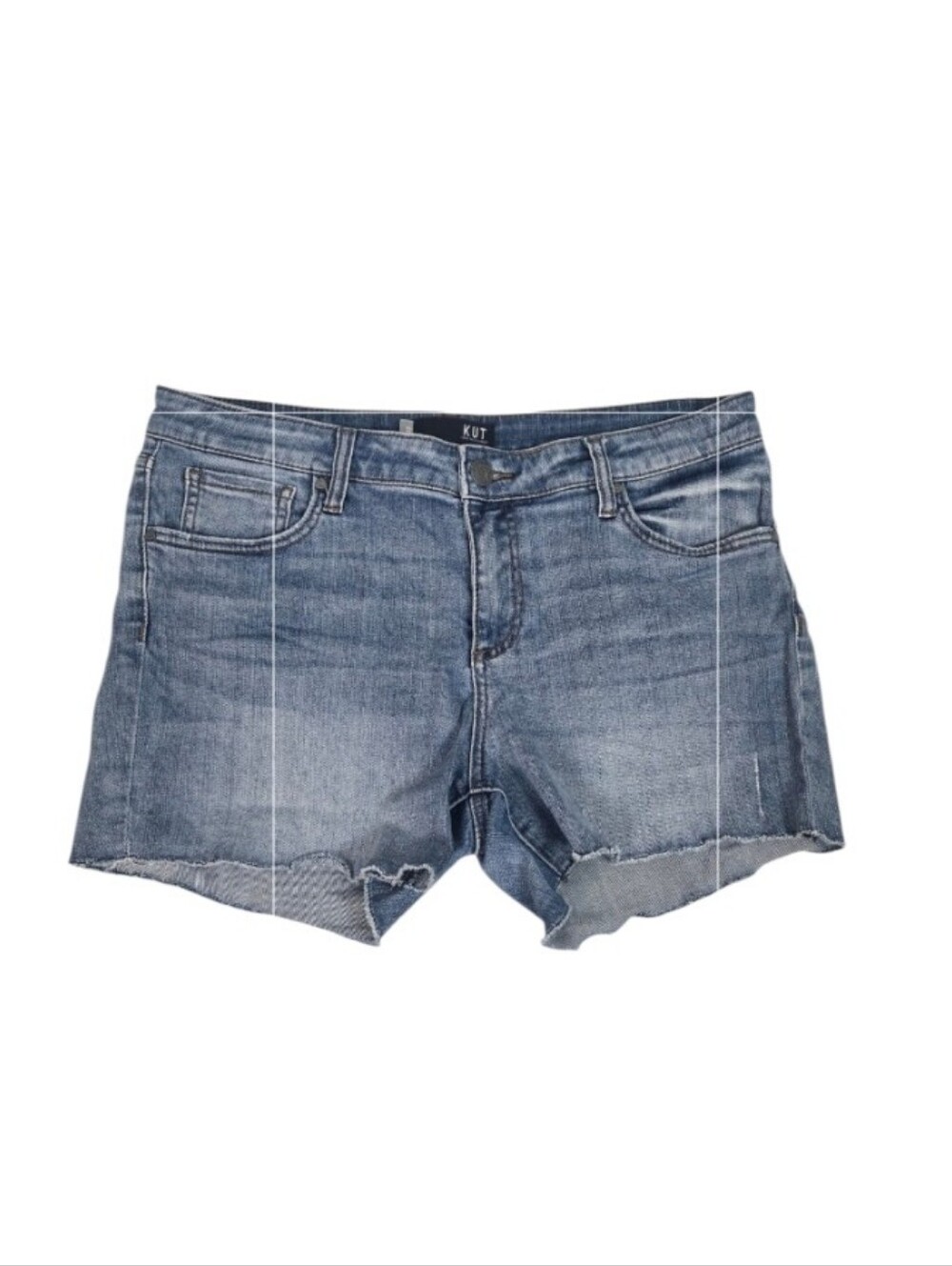 Kut from the Kloth Classic Medium Blue Denim Cutoff Shorts - Picture 3 of 11